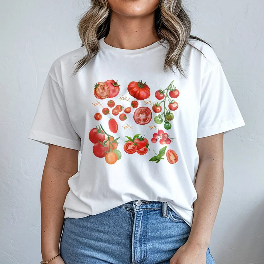 Tomato T-Shirt | Vintage Botanical Illustration | Soft Cotton Blend | Cottagecore Gardener Gift for Her