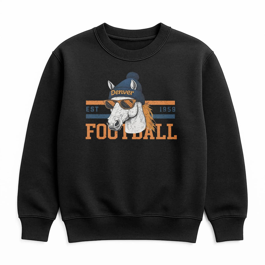Denver Bronco Vintage Sweatshirt Retro Football Horse Design Game Day Fan Apparel Unisex Soft Sweatshirt, Gift For Men Women