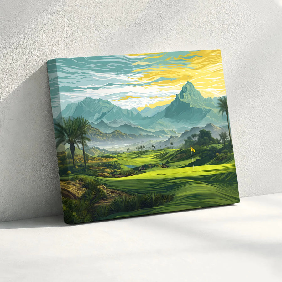 Golf Course Canvas Wall Art | Mountain View Golf Course Print | Premium Thick Gallery Wrap | Gift for Golfer & Man Cave Decor