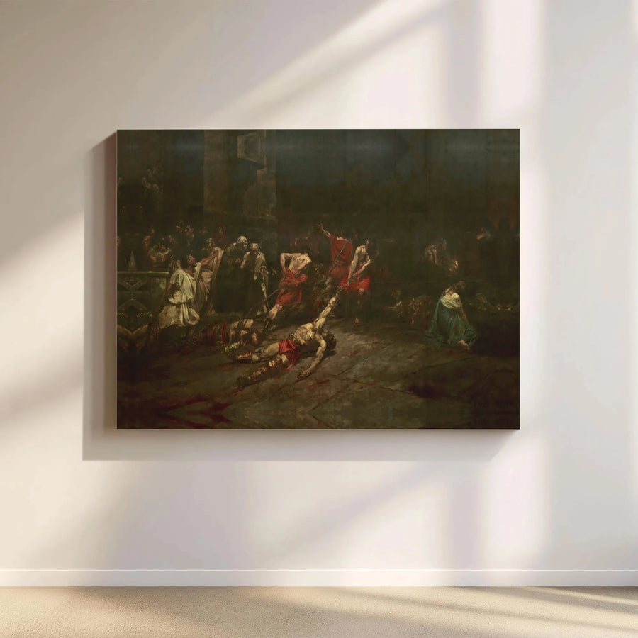 Spoliarium Canvas Print | Juan Luna Roman Gladiators Painting | Gallery Wrapped Premium Print | Gift for History Buff Home & Office Decor