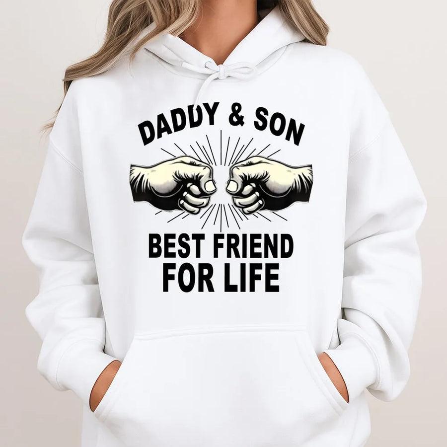 Daddy and Son Hoodie | Best Friend For Life Fist Bump Graphic | Premium Cotton Blend | Father's Day 2026 Gift for Dad