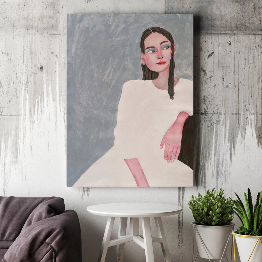 Modern Woman Portrait Canvas | Figurative Painting Wall Art | Premium Canvas with Fade-Resistant Print | Living Room Decor Gift for Art Lovers