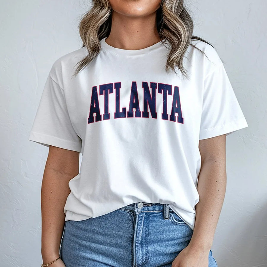 Atlanta T-Shirt | Vintage Collegiate Style Graphic | Premium Cotton | Souvenir Gift for Men and Women