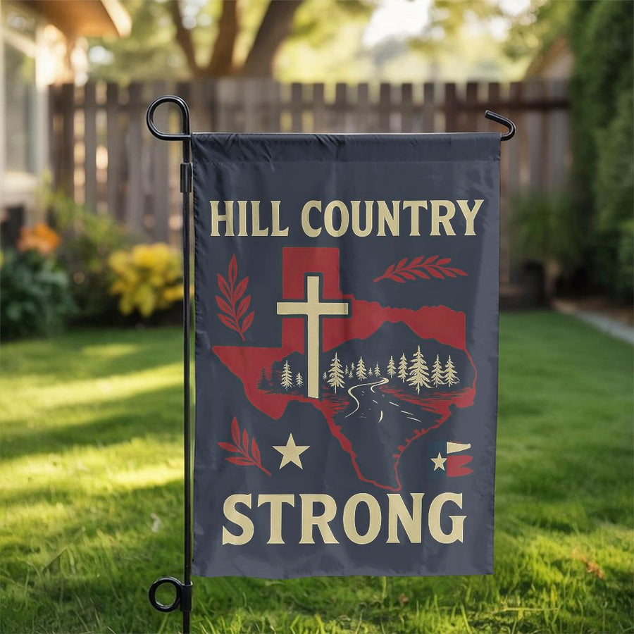 Texas Hill Country Flag | Religious Cross & State Pride Design | Weather-Resistant Polyester | Outdoor Yard Decor Gift
