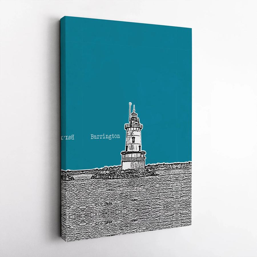 Barrington Lighthouse Wall Art | Minimalist Nautical Coastal Print | Gallery-Quality 1.25" Thick Canvas | Unique Rhode Island Home Decor Gift