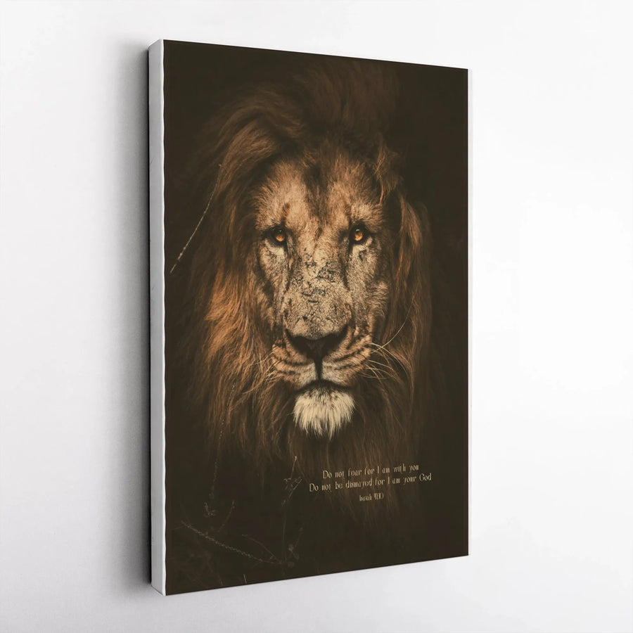 Lion of Judah Canvas Print | Isaiah 41:10 Bible Verse Wall Art | Premium Gallery Wrapped Religious Home Decor | Inspirational Christian Gift for Office