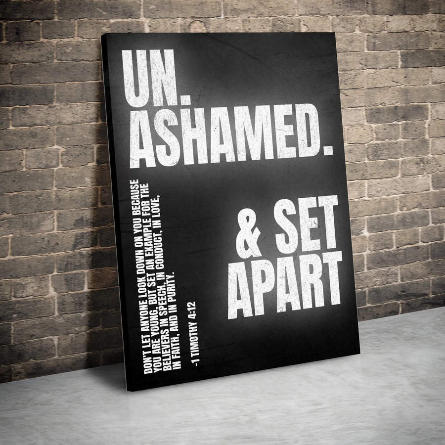 Unashamed & Set Apart Bible Verse Wall Art | 1 Timothy 4:12 Scripture Canvas | Premium Fade-Resistant Print | Christian Home Decor Gift