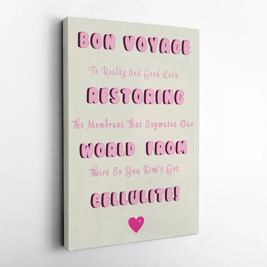 Funny Quote Canvas Wall Art | Bon Voyage To Reality Humor Print | Premium 1.25-Inch Thick Gallery Wrap | Sarcastic Home Decor Gift For Her