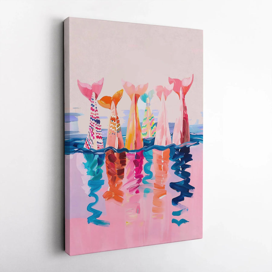 Mermaid Tail Wall Art | Abstract Pastel Ocean Painting | Premium Gallery-Wrapped Canvas | Coastal Beach House Decor & Gift
