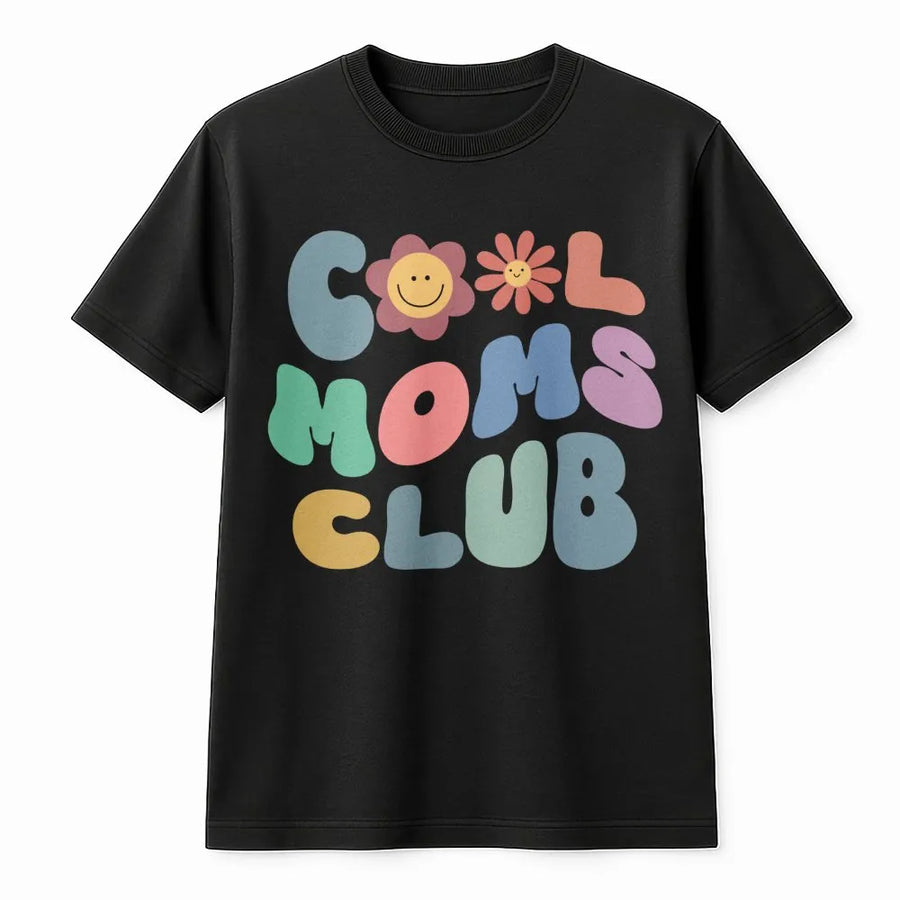 Cool Moms Club T-Shirt | Retro Groovy Bubble Letter Graphic | Premium 100% Cotton Tee | Trendy Mother's Day 2026 Gift for Mom