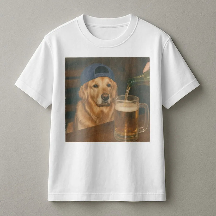 Golden Retriever Beer Shirt | Funny Drinking Dog Meme Graphic Tee | Premium Comfort Colors Cotton | Unisex Gift for Dog Lovers & Dog Dads