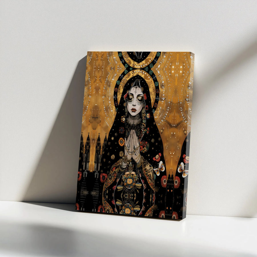 Sacred Prayer Canvas Art | Ornate Gothic Illustration | Premium Gallery Wrapped Canvas | Collector's Spiritual Home Decor