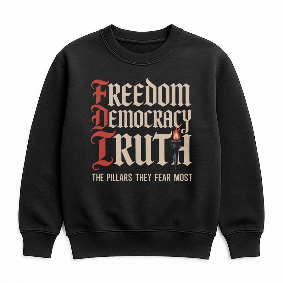 Freedom Democracy Truth Sweatshirt | Activist Graphic Design | Premium Cotton Blend | Gift For Social Justice Advocate