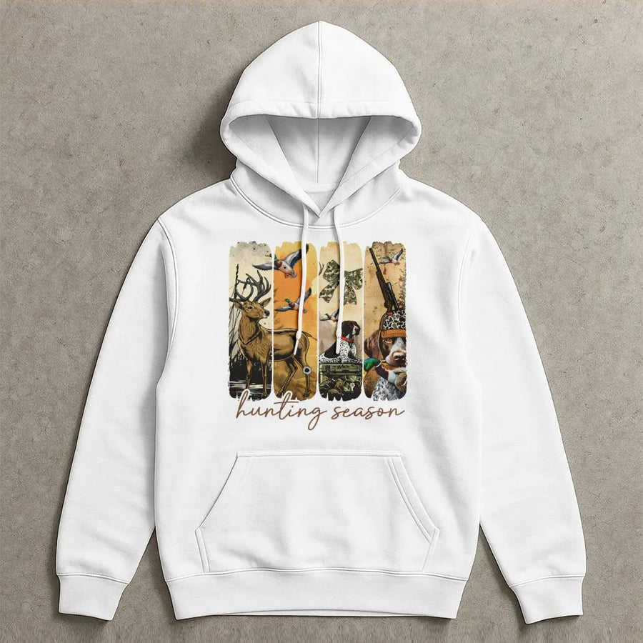 Hunting Season Hoodie | Whitetail Deer Duck Hunter Design | Premium Cotton Blend | Gift For Hunters Outdoorsmen Women