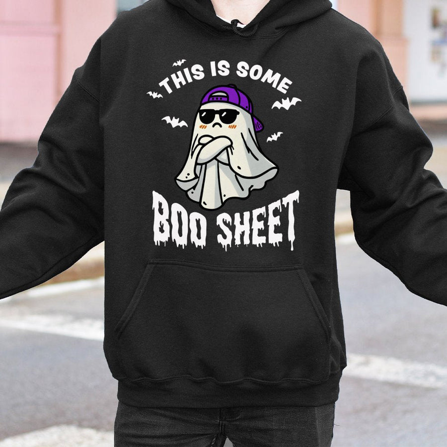 Funny Ghost Hoodie | This Is Some Boo Sheet Halloween Graphic | Premium Cotton Blend | Spooky Season Gift For Him And Her