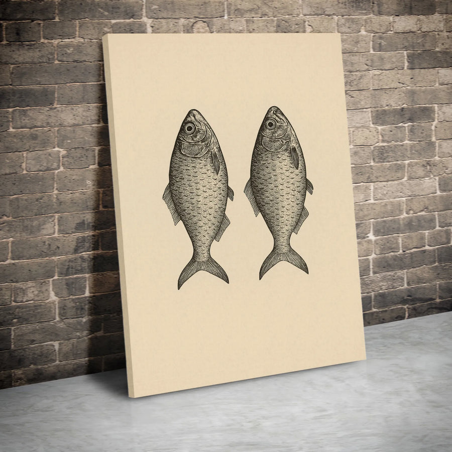 Vintage Fish Print Canvas Wall Art | Scientific Ichthyology Illustration | Premium Gallery Wrapped Canvas | Coastal Home Decor Gift for Fisherman