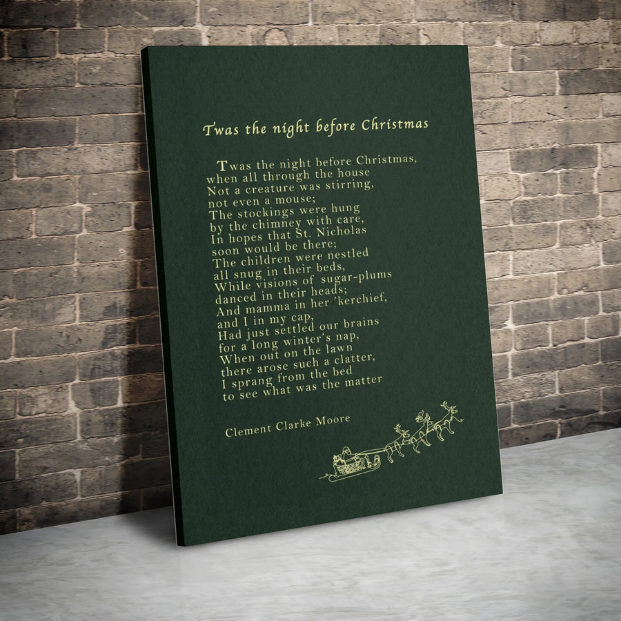 Twas The Night Before Christmas Poem Canvas | Festive Holiday Wall Art | Gallery-Quality 1.25-Inch Profile | Classic Christmas Gift for Home Decor