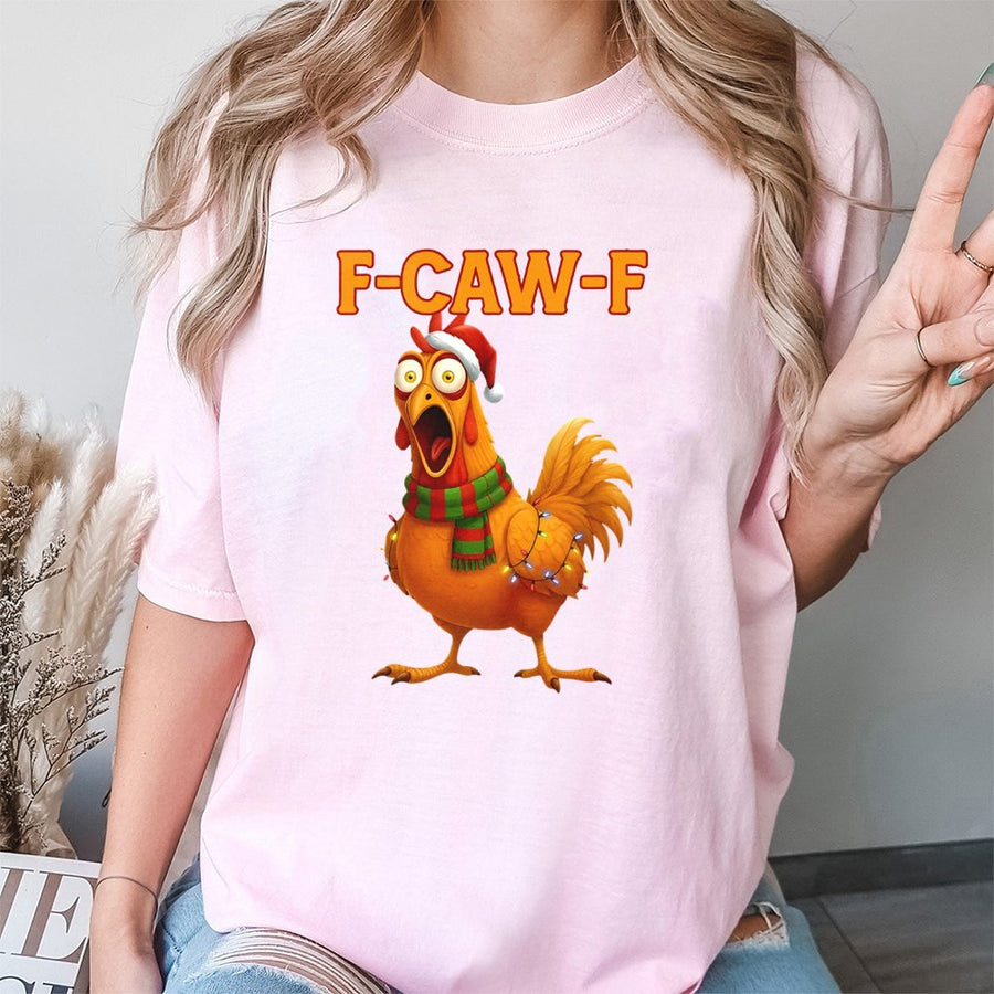 F-Caw-F Chicken T-Shirt | Funny Christmas Meme Graphic | 100% Cotton Premium Tee | Unisex Holiday Gift for Chicken Lovers