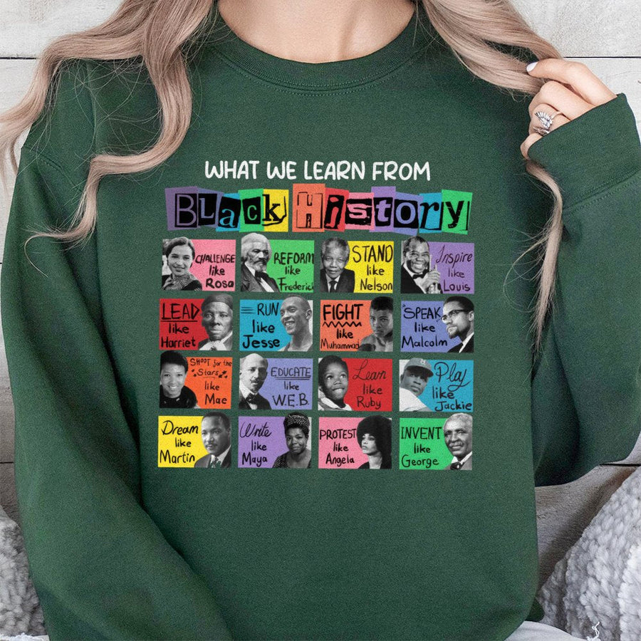Black History Month Sweatshirt | Famous Civil Rights Leaders Design | Premium Cotton-Blend Fleece | Educational Gift for Teachers and Students