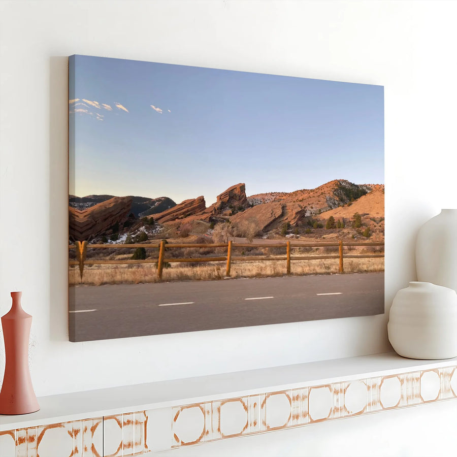 Red Rock Canyon Landscape Canvas | Sunset Desert Mountain Wall Art | 1.25 Inch Gallery Wrap | Modern Home Decor Gift
