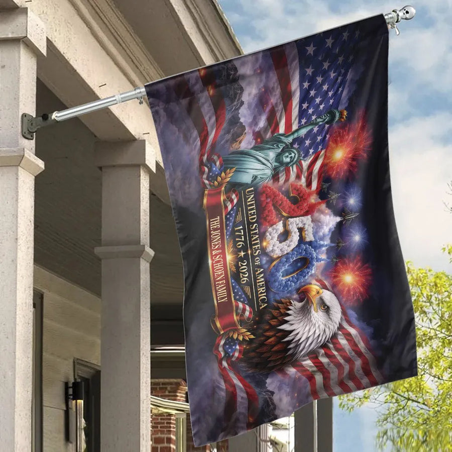 USA 250th Anniversary House Flag | Patriotic American Eagle & Liberty Design | Double Sided Weather-Resistant | Collector's 1776-2026 Yard Decor