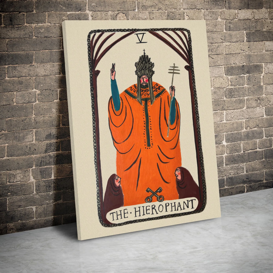 The Hierophant Tarot Card Canvas | V Major Arcana Wall Art | Premium Gallery-Wrapped Print | Spiritual Decor Gift for Mystical Home Enthusiasts