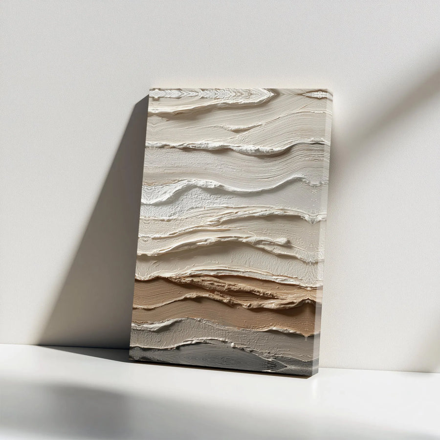 Textured Abstract Canvas Wall Art | Neutral 3D Effect Artwork | Premium Frameless Canvas | Modern Minimalist Home Decor Gift