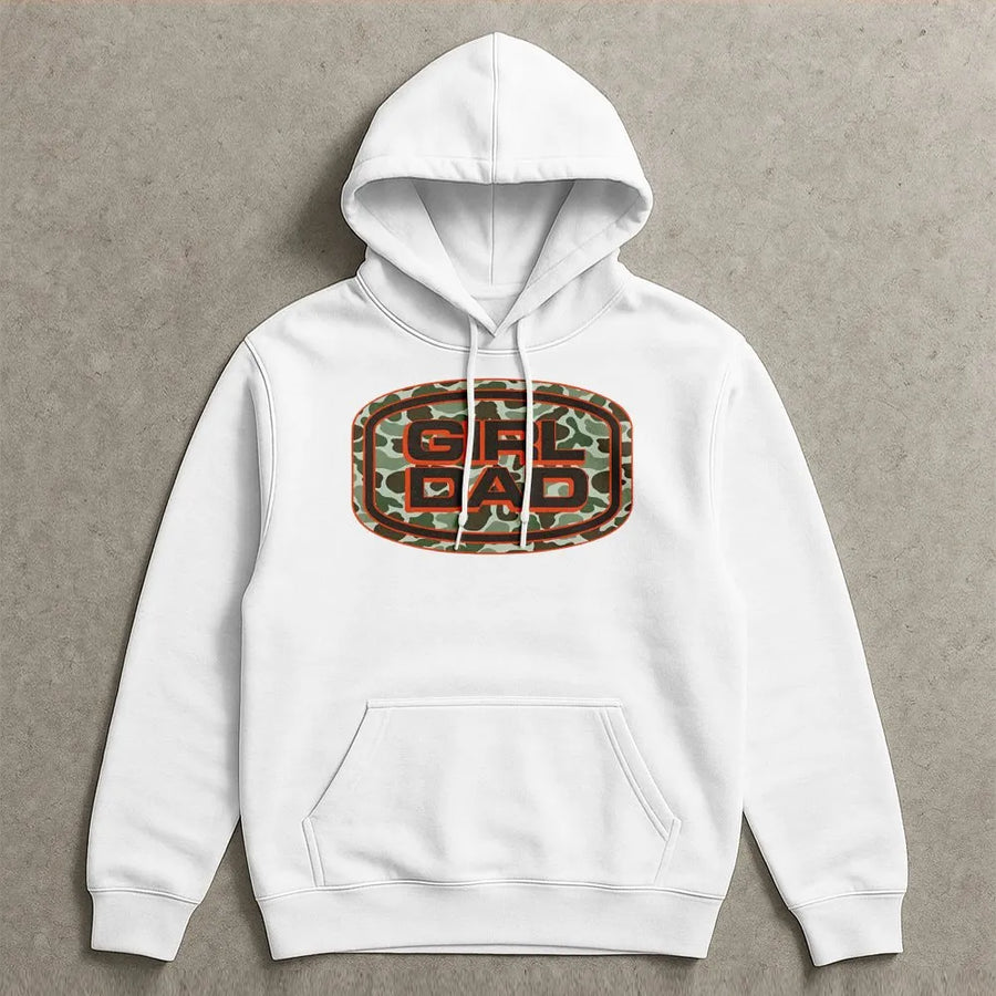 Girl Dad Hoodie | Camo Graphic Print Sweatshirt | Premium Cotton Blend | Father's Day 2026 Gift for Dads
