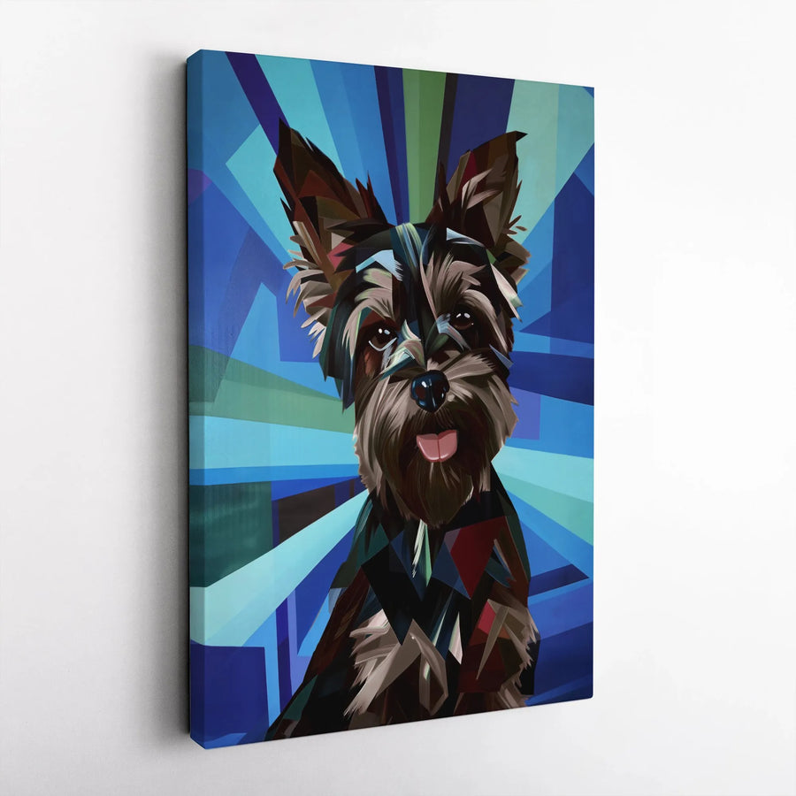 Yorkshire Terrier Canvas Wall Art | Geometric Dog Portrait | Thick Gallery Wrapped Canvas | Premium Gift for Dog Lovers