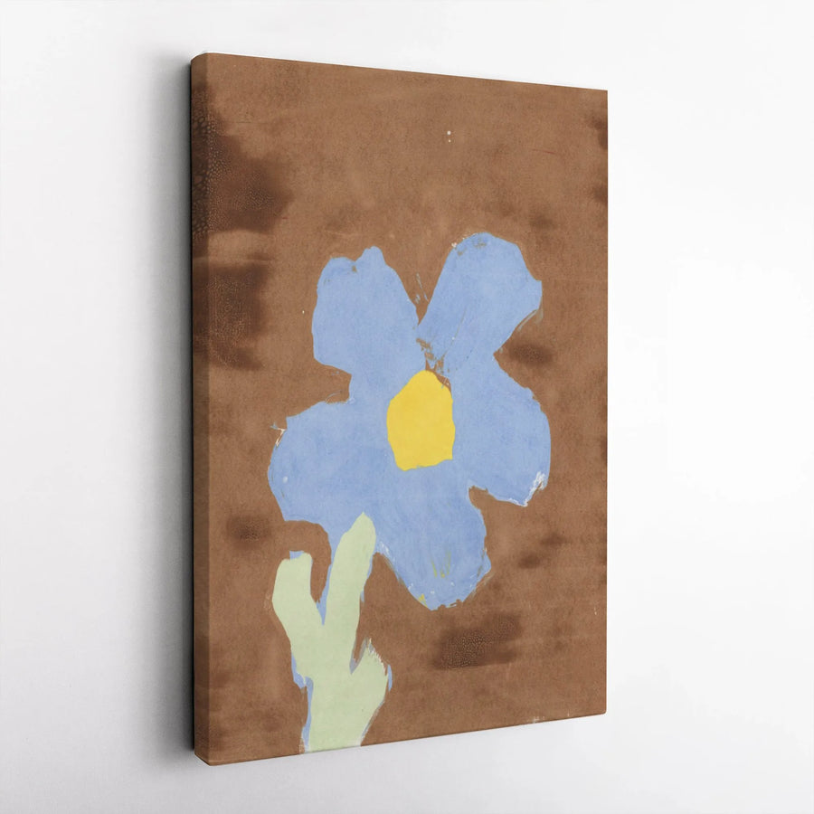 Abstract Cornflower Vertical Canvas | Minimalist Floral Painting | Premium Gallery Wrapped Wall Art | Modern Rustic Home Decor Gift