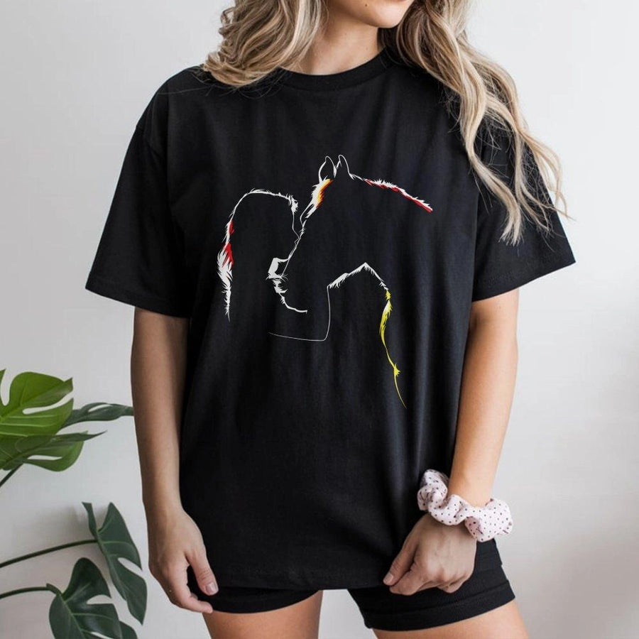 Horse Silhouette T-Shirt | Minimalist Cowgirl Equestrian Graphic | Premium 100% Cotton Tee | Gift for Horse Lovers and Western Style Enthusiasts