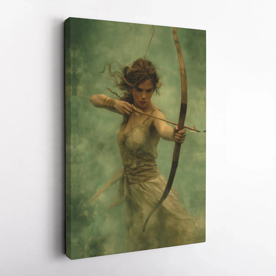 Female Archer Wall Art | Fantasy Warrior Goddess Canvas Print | Premium Gallery Wrap Decor | Gift for Her or Archery Enthusiast