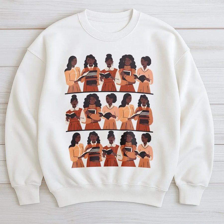 Black Women Reading Books Sweatshirt | Melanin Magic Graphic Crewneck | Afrocentric Aesthetic Apparel | Meaningful Gift For Book Lovers