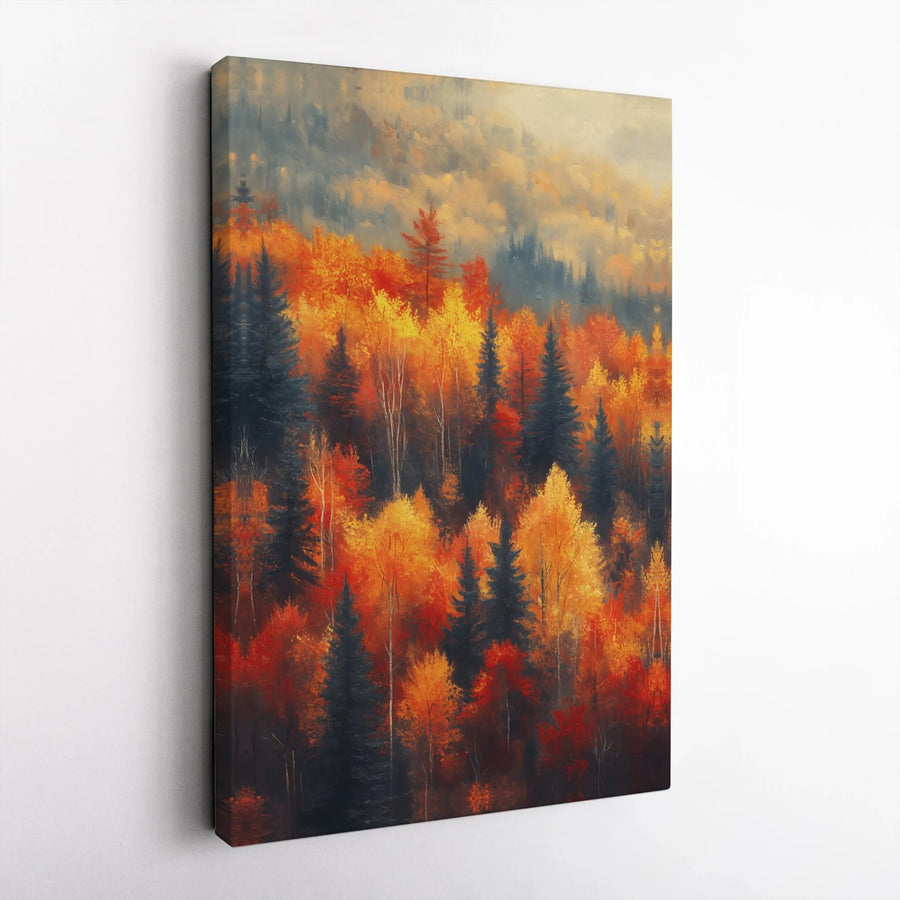 Autumn Forest Canvas Wall Art | Impressionist Landscape Print | Premium 1.25 Inch Gallery Wrap | Seasonal Fall Home Decor
