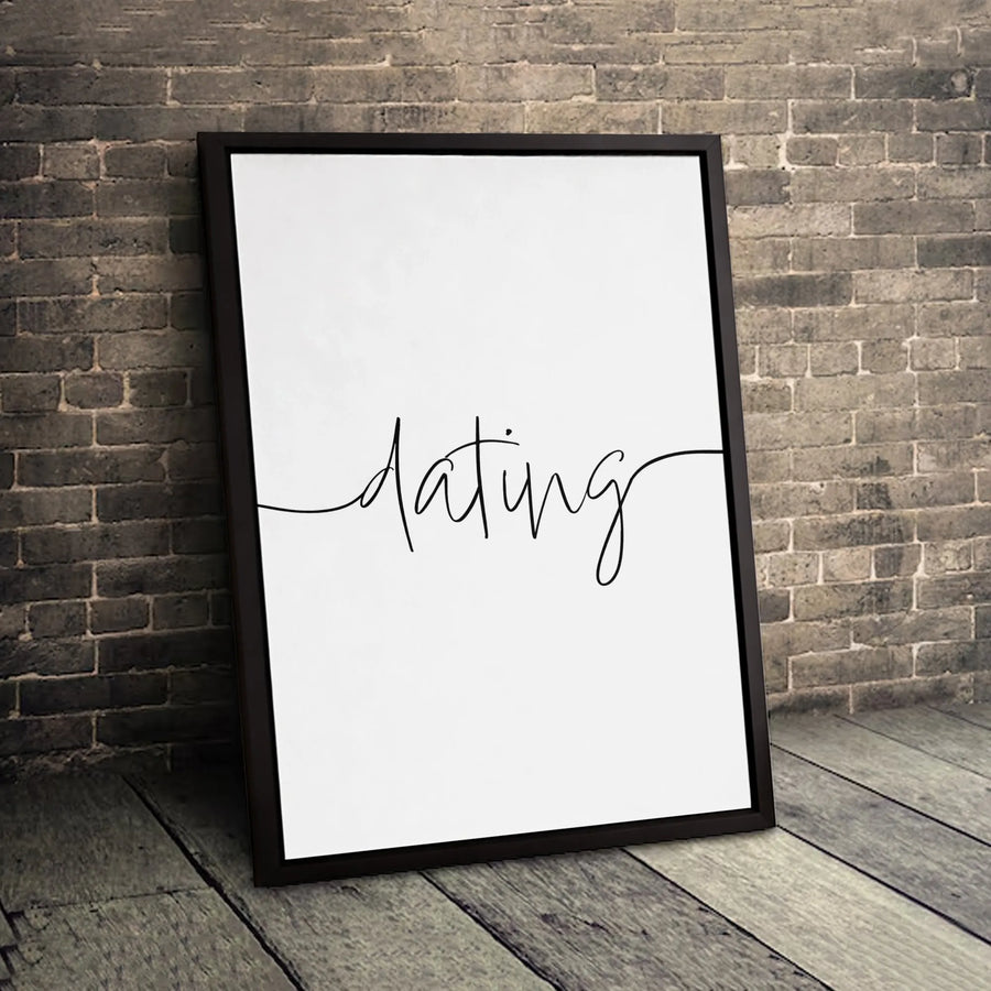 Dating Wall Art Canvas | Modern Minimalist Cursive Script | Premium Gallery Wrap Decor | Romantic Home Office Gift for Couples