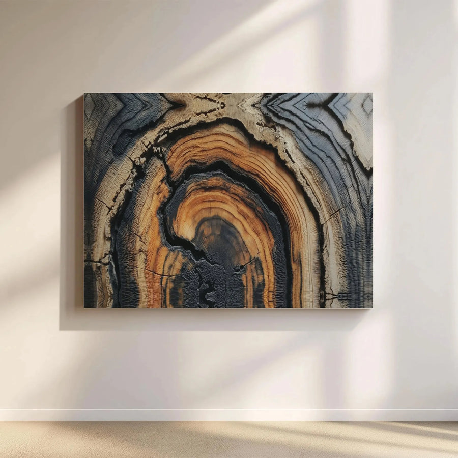 Abstract Tree Ring Wall Art | Charred Wood Grain Texture Canvas | Premium Gallery-Quality Print | Modern Home & Office Decor Gift