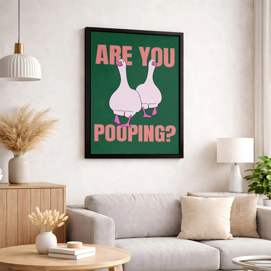 Are You Pooping? Funny Goose Canvas Wall Art | Whimsical Bathroom Decor Sign | Premium Fade-Resistant Print | Quirky Gag Gift for Home Office