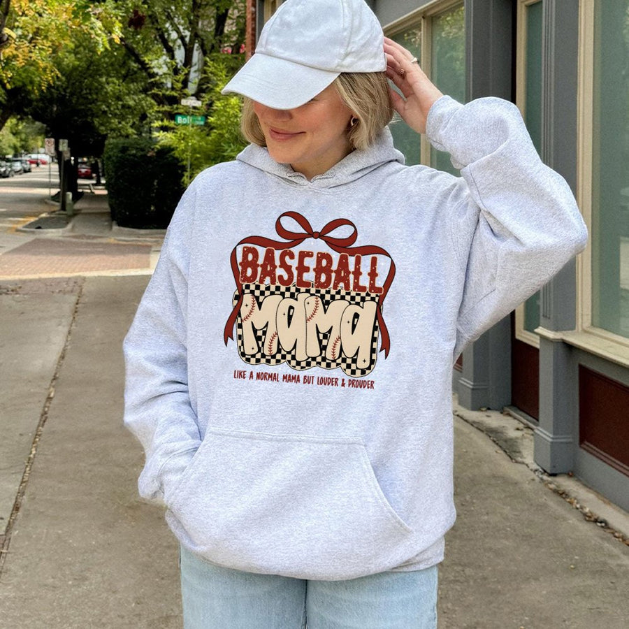 Baseball Mama Hoodie | Louder & Prouder Game Day Design | Cotton-Blend Premium Apparel | Cute Gift for Baseball Moms and Sports Fans
