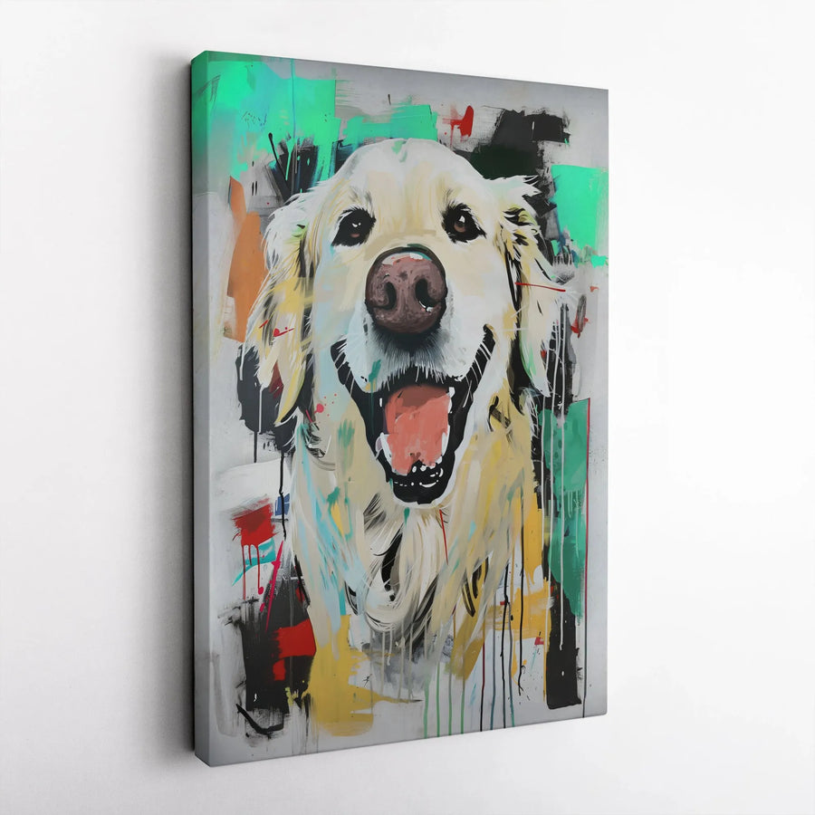 Golden Retriever Canvas Wall Art | Colorful Abstract Graffiti Dog Portrait | Premium 1.25-Inch Gallery Wrap | Modern Home Decor Gift for Dog Lovers