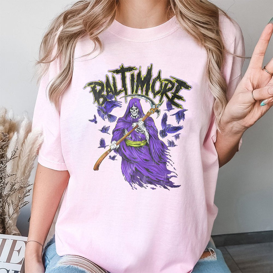 Baltimore Grim Reaper With Scythe And Ravens T-Shirt