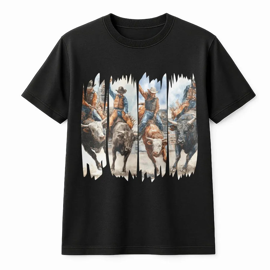 Bull Rider T-Shirt | Rodeo Cowboy Graphic Tee | Premium 100% Cotton Western Shirt | Country Western Gift for Rodeo Fans