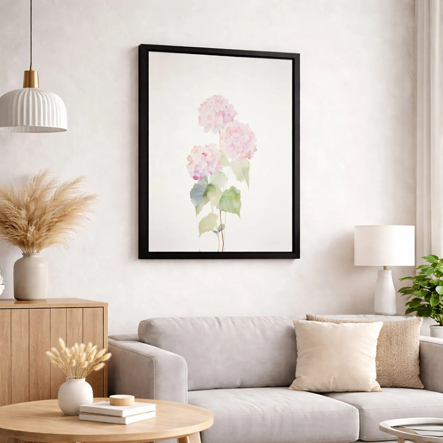 Pink Hydrangea Wall Art | Soft Watercolor Floral Canvas Print | Premium Gallery-Wrapped Decor | Botanical Gift for Her