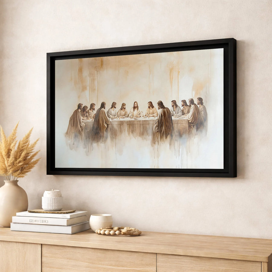 The Last Supper Canvas Wall Art | Modern Watercolor Religious Print | Premium Gallery Wrap | Christian Home Decor Gift for Living Room