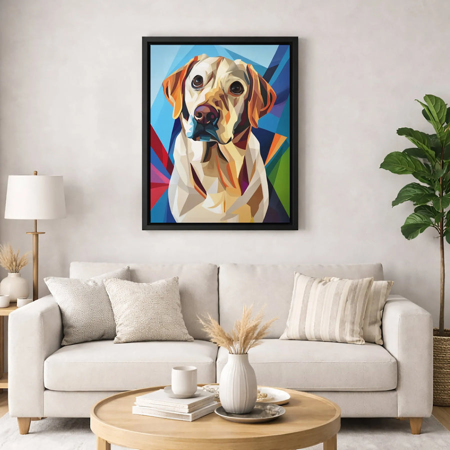 Yellow Labrador Retriever Wall Art | Colorful Geometric Pop Art Style | Premium Gallery-Wrapped Canvas | Dog Lover Home Decor Gift