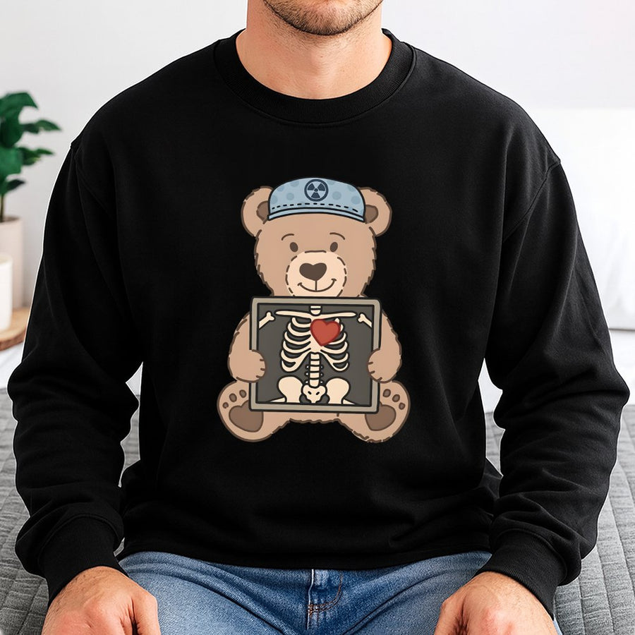 Radiology Teddy Bear Sweatshirt | Cute Medical X-Ray Graphic | Cotton Blend Comfort Crewneck | Gift for Radiologist CT Tech Healthcare Student