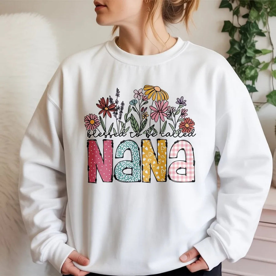 Blessed Nana Sweatshirt | Floral Wildflower Graphic Tee | Soft Cotton Grandma Shirt | Mother's Day Gift for New Grandmother