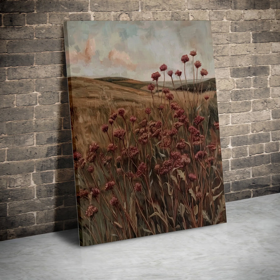Wildflower Meadow Canvas Wall Art | Vintage Aesthetic Landscape Print | Gallery Quality 1.25" Profile | Rustic Farmhouse Home Decor
