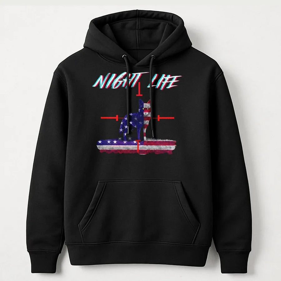 American Flag Coyote Hoodie | Patriotic Predator Hunting Design | Premium Cotton Blend | Gift for Outdoorsmen and Hunters