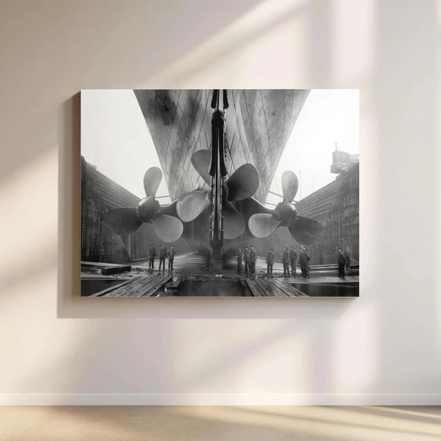 Titanic Propellers Canvas Wall Art | Vintage Black and White Photograph | Premium Gallery Wrap | Collector's Gift for History Buff & Nautical Decor