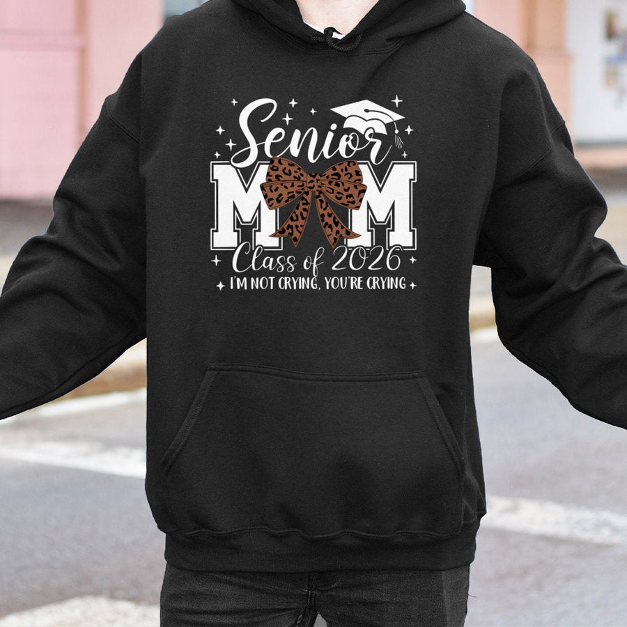 Senior Mom 2026 Hoodie | Leopard Print Bow Graduation Design | Soft Cotton Blend | Proud Class Of 2026 Gift For Mom